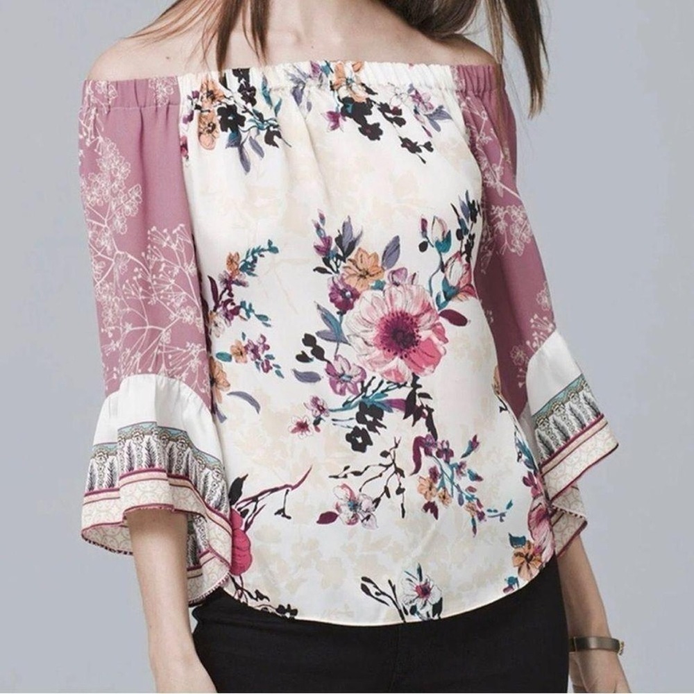 White House Black Market off shoulder floral top, size xs